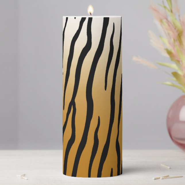 Tiger Stripes Exotic Animal Print  Pillar Candle (In Situ)