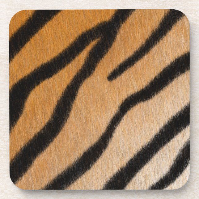 Tiger Stripes Exotic Fur Realistic Animal Print Beverage Coaster (Front)