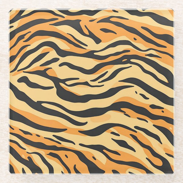 Tiger Stripes Glass Coaster (Front)