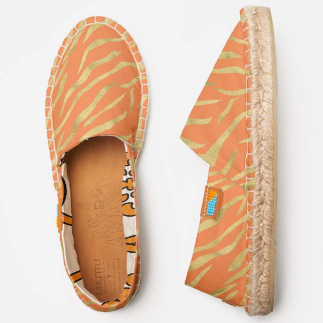 Tiger Stripes Gold Foil/Optional Orange ID505 Espadrilles (Side)