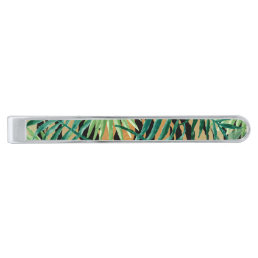 Tiger Stripes Jungle Camouflage Abstract Silver Finish Tie Bar