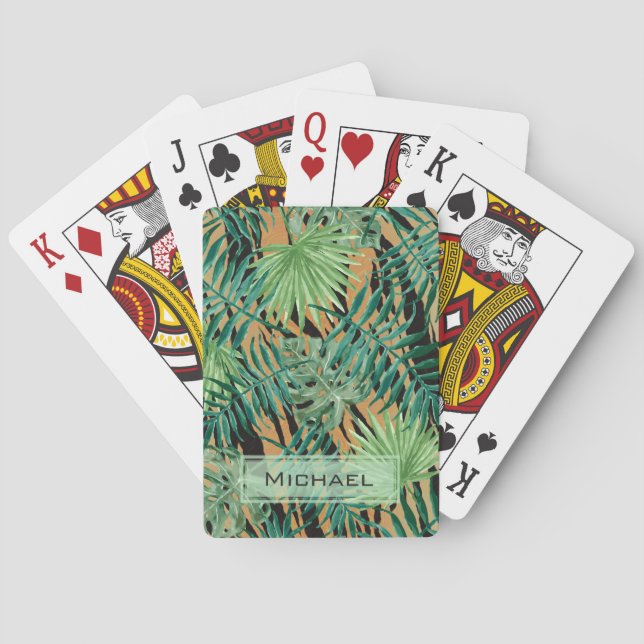 Tiger Stripes Jungle Camouflage Personalised Poker Cards (Back)