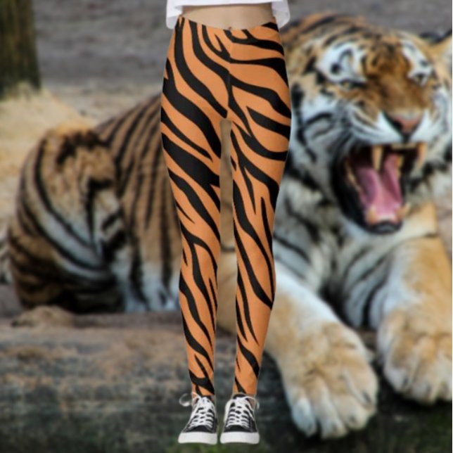 Tiger Stripes Orange Leggings – Bold Animal Print  (Creator Uploaded)