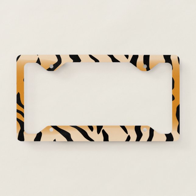 Tiger Stripes Pattern License Plate Frame (Front)