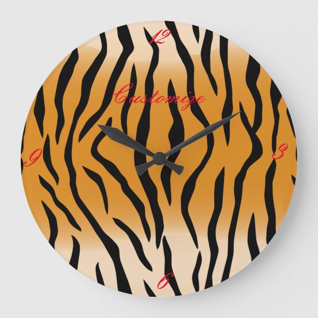 Tiger Stripes Pattern Thunder_Cove Large Clock (Front)