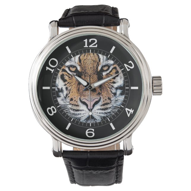 Tiger stripes Portrait in Graphic Press Style Dial Watch (Front)
