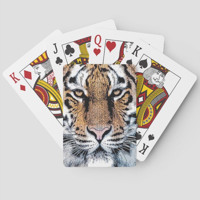 Tiger stripes Portrait in Graphic Press Style Poker Cards (Back)