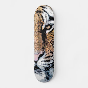 Tiger stripes Portrait in Graphic Press Style Skateboard