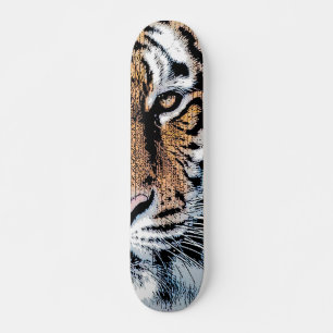 Tiger stripes Portrait in Graphic Press Style Skateboard Deck