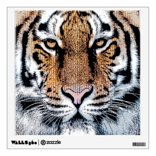 Tiger stripes Portrait in Graphic Press Style Wall Decal