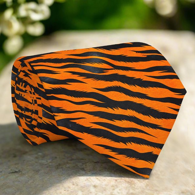 Tiger Stripes Seamless Pattern Fake Leather Animal Neck Tie (Creator Uploaded)