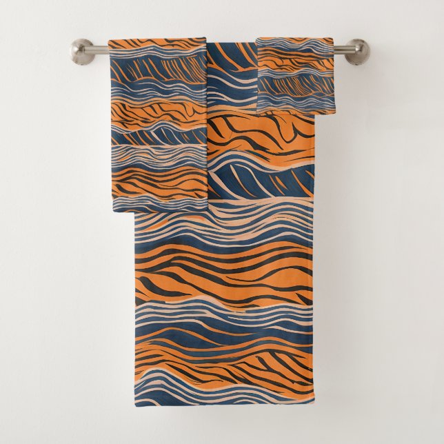 Tiger Stripes Skin Inspired Design Bath Towel Set (Insitu)