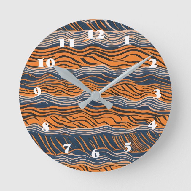 Tiger Stripes Skin Inspired Design Round Clock (Front)