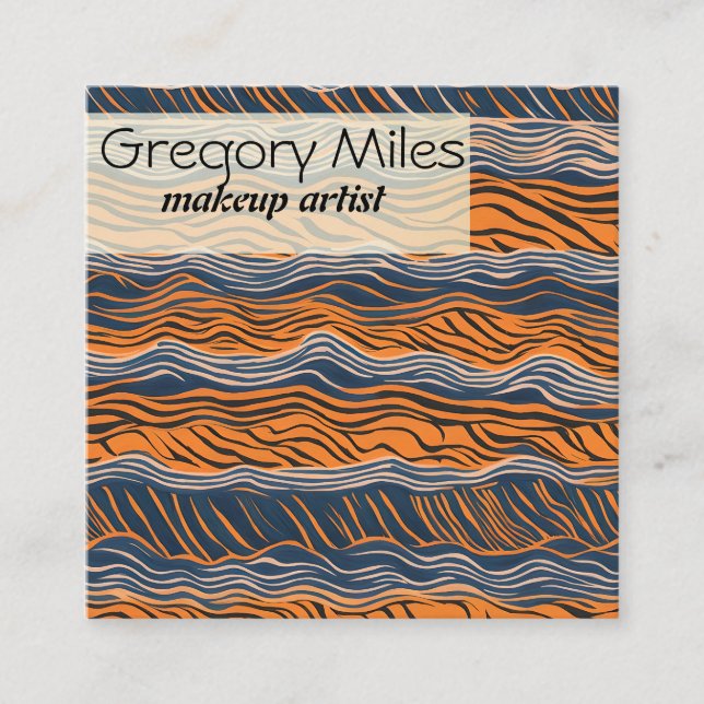 Tiger Stripes Skin Inspired Design Square Business Card (Front)