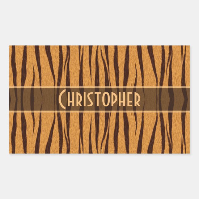 Tiger Stripes Skin Pattern Personalize Rectangular Sticker (Front)