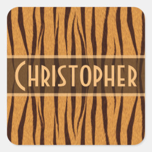 Tiger Stripes Skin Pattern Personalize Square Sticker