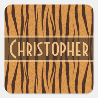 Tiger Stripes Skin Pattern Personalize Square Sticker