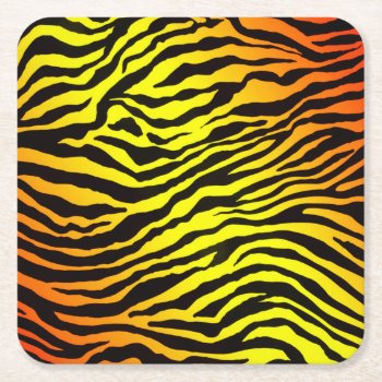 Tiger Stripes Square Paper Coaster by CBgreetingsndesigns at Zazzle