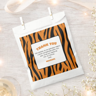 Tiger Stripes WILD ONE 1st Birthday Thank You Favor Bag