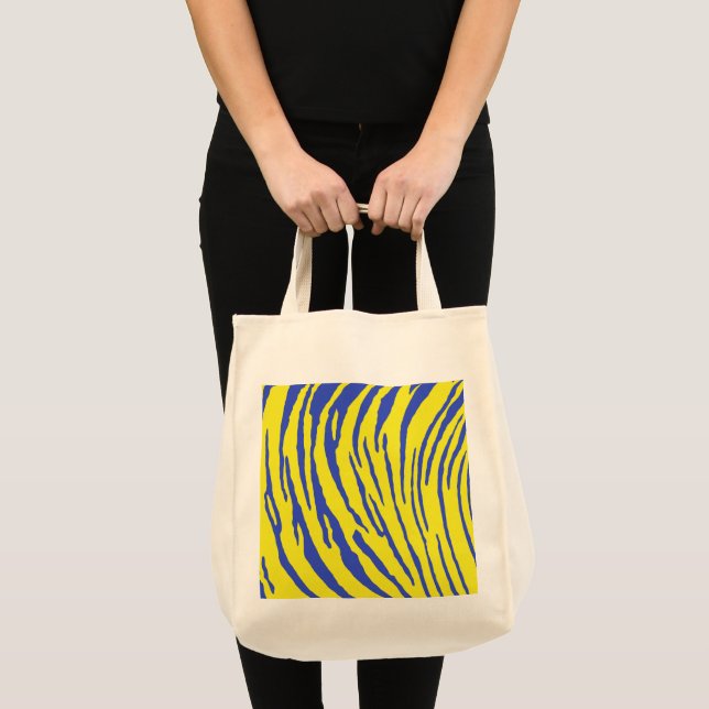 Tiger Stripes Yellow Blue Tote Bag (Front (Product))