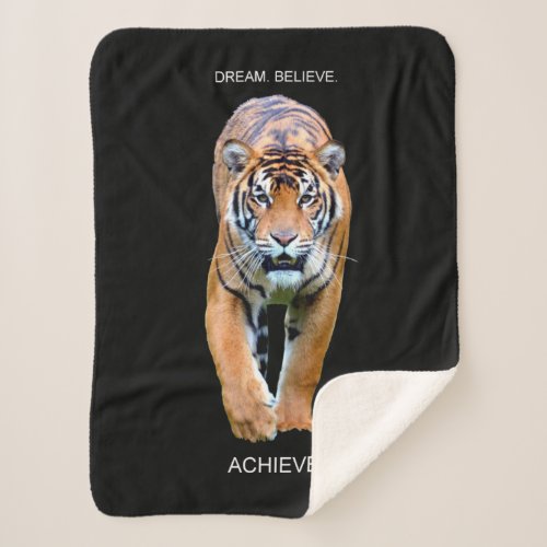 Tiger Success Self Improvement Motivational Quote Sherpa Blanket