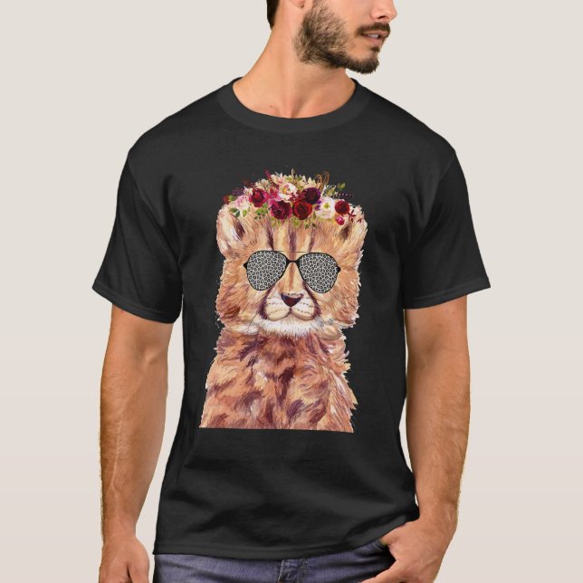 Tiger Sunglass Japanese Cherry Cute Blossom Sakura T-Shirt (Front)