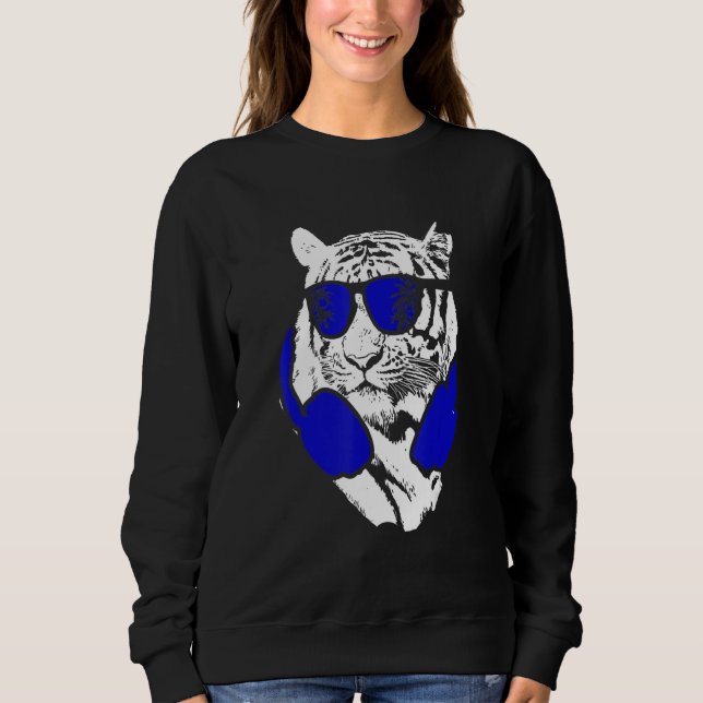 Tiger Sunglasses Headphones Festival Music Fan Tig Sweatshirt (Front)