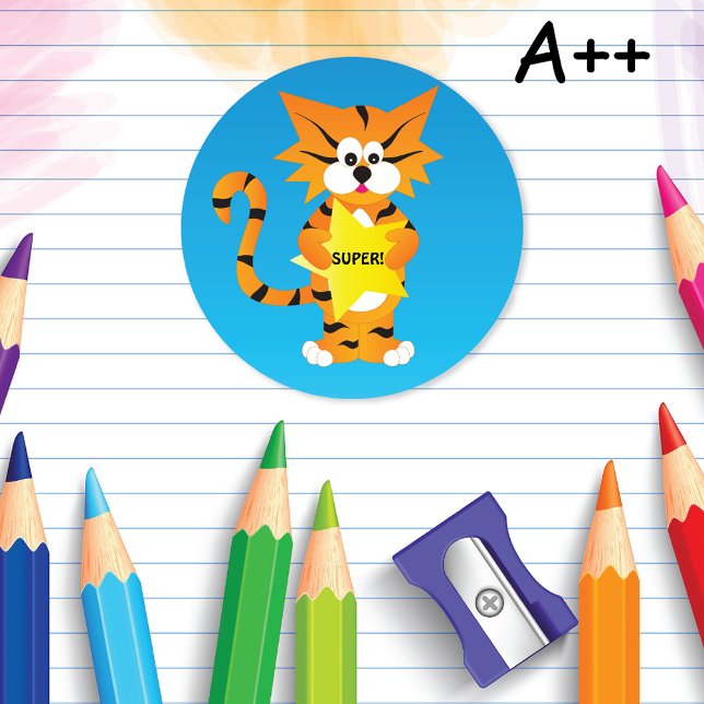 Tiger Super Star Classroom Classic Round Sticker (Creator Uploaded)