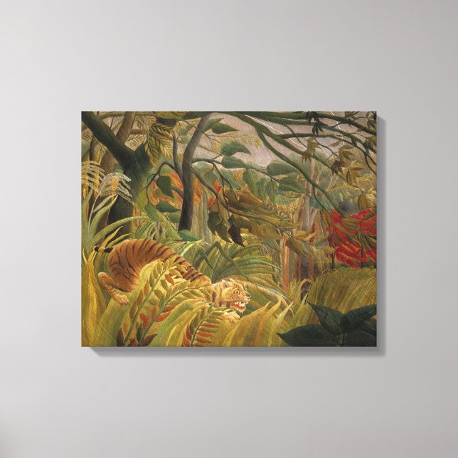 Tiger Surprised in a Tropical Storm Canvas Print (Front)