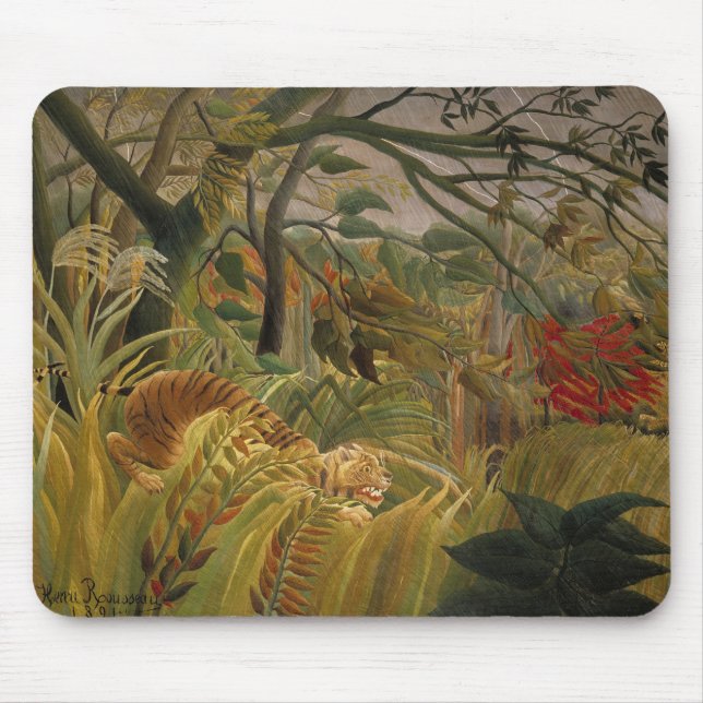 Tiger Surprised in a Tropical Storm Mouse Pad (Front)