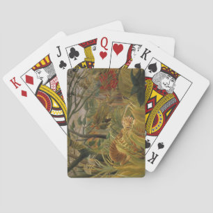 Tiger Surprised in a Tropical Storm Poker Cards