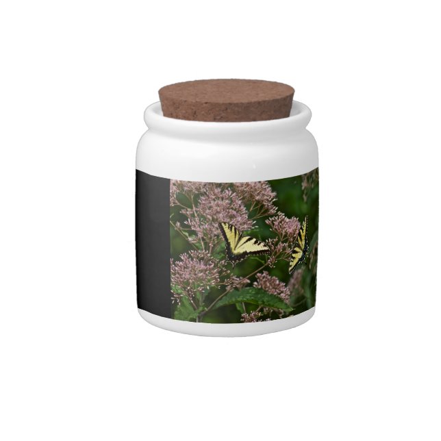 Tiger Swallowtail Butterflies on Joe Pye Weed Candy Jar (Right)