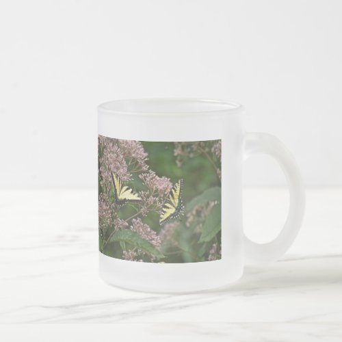 Tiger Swallowtail Butterflies on Joe Pye Weed Frosted Glass Coffee Mug