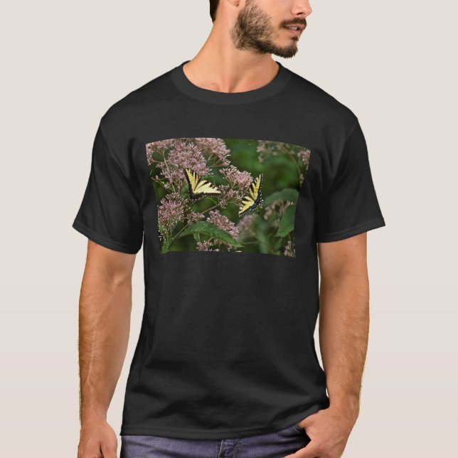 Tiger Swallowtail Butterflies on Joe Pye Weed T-Shirt (Front)