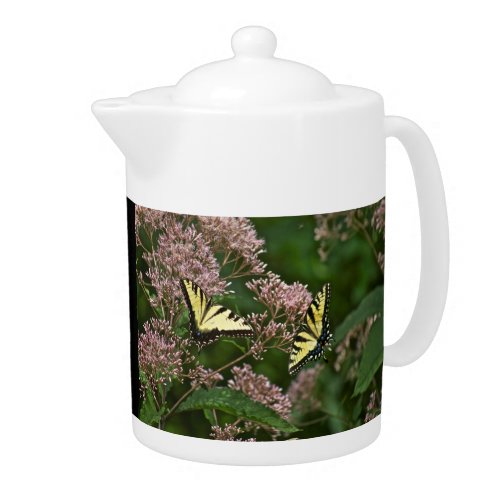 Tiger Swallowtail Butterflies on Joe Pye Weed Teapot