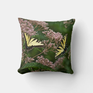 Tiger Swallowtail Butterflies on Joe Pye Weed Throw Pillow