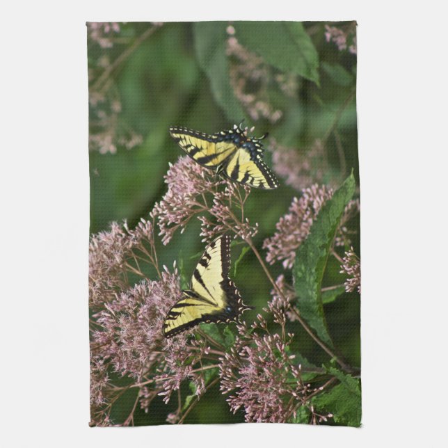Tiger Swallowtail Butterflies on Joe Pye Weed Towel (Vertical)