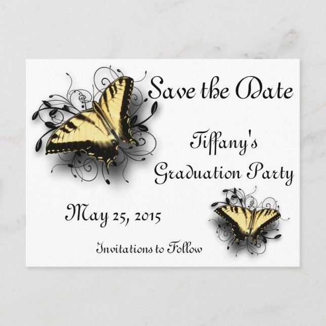 Tiger Swallowtail Butterfly Announcement Postcard (Front)