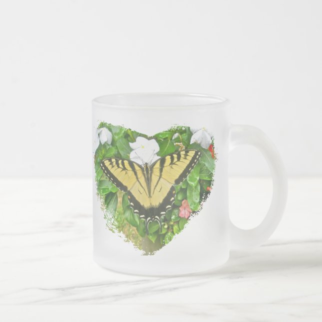 Tiger Swallowtail Butterfly Frosted Glass Coffee Mug (Right)