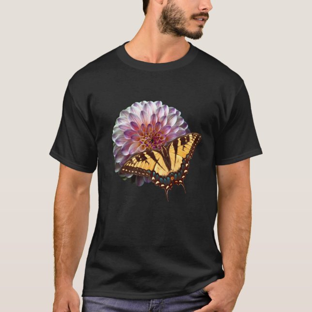 Tiger Swallowtail Butterfly on mum flower T-Shirt (Front)