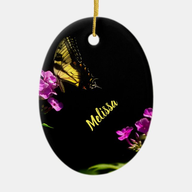 Tiger Swallowtail Butterfly on Phlox Ceramic Ornament (Front)