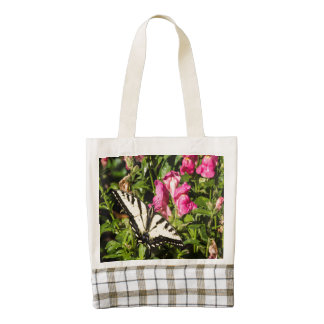 Tiger Swallowtail Butterfly on Pink Snapdragons Zazzle HEART Tote Bag