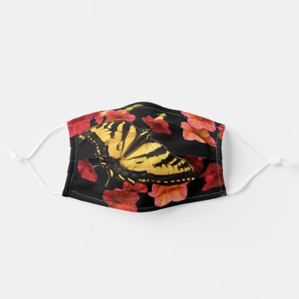 Tiger Swallowtail Butterfly on Red Flowers Adult Cloth Face Mask