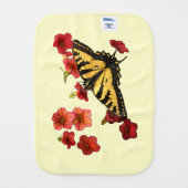 Tiger Swallowtail Butterfly on Red Flowers Baby Burp Cloth (Back)