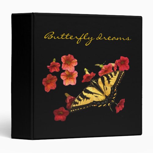Tiger Swallowtail Butterfly on Red Flowers Binder
