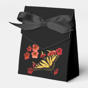 Tiger Swallowtail Butterfly on Red Flowers Favor Boxes