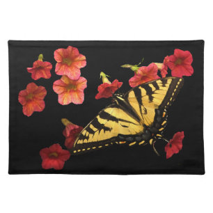 Tiger Swallowtail Butterfly on Red Flowers Placemat
