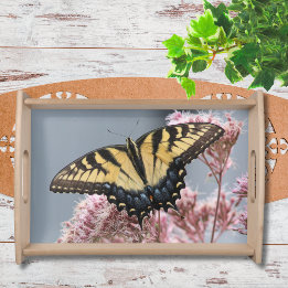 Tiger Swallowtail Butterfly on Wildflower Serving Tray