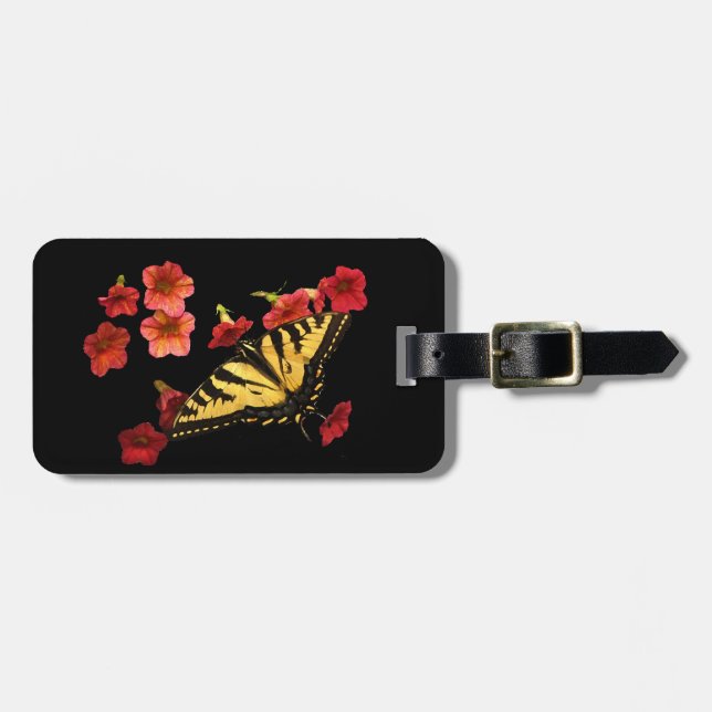 Tiger Swallowtail Butterfly with Red Flowers Luggage Tag (Front Horizontal)