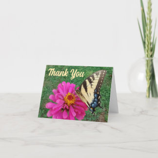 Tiger Swallowtail on Pink Flower Thank You Card